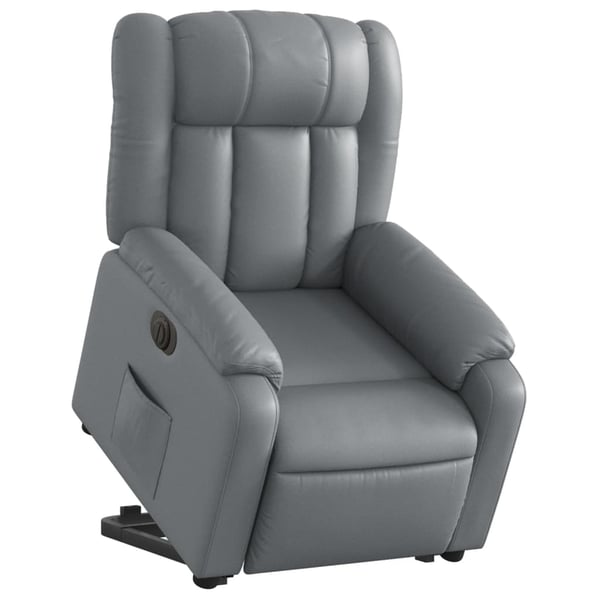 vidaXL Reclinerfåtölj med uppresningshjälp grå konstläder