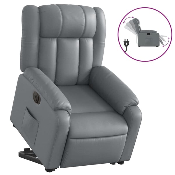 vidaXL Reclinerfåtölj med uppresningshjälp grå konstläder