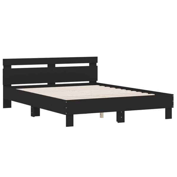 vidaXL Sengeramme med LED uten Madrass Sort 150x200 cm