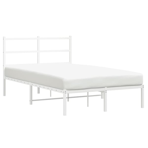 vidaXL Sengeramme i metall med hodegavl hvit 120x190 cm
