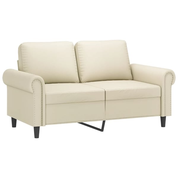vidaXL sofasæt 2 dele med puder kunstlæder cremefarvet