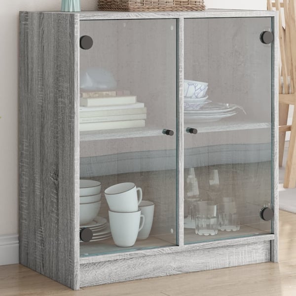 vidaXL Sivukaappi lasiovilla harmaa Sonoma 68x37x75,5 cm