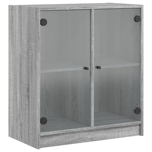 vidaXL Veggskap med glassdører grå sonoma 68x37x75,5 cm