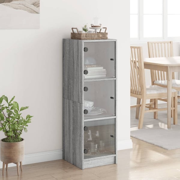 vidaXL Highboard med glassdører grå sonoma 35x37x109 cm
