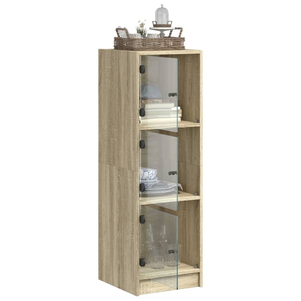 vidaXL Highboard med glassdører sonoma eik 35x37x109 cm