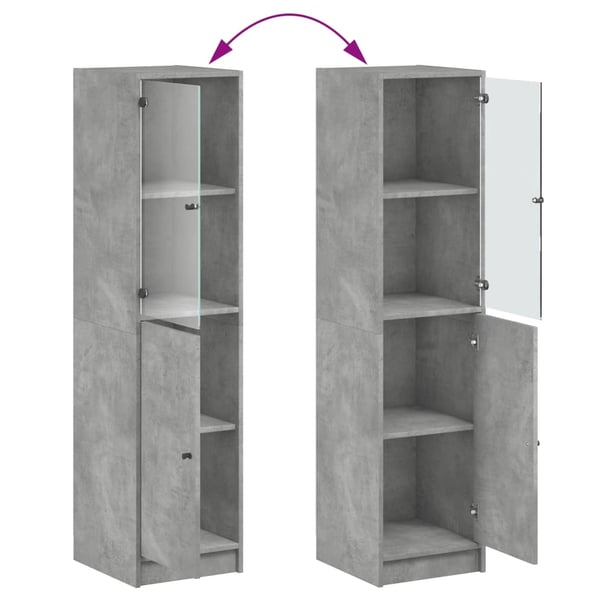 vidaXL Highboard med glassdører betonggrå 35x37x142 cm
