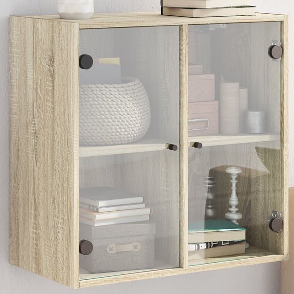 vidaXL Seinäkaappi lasiovilla Sonoma-tammi 68x37x68,5 cm