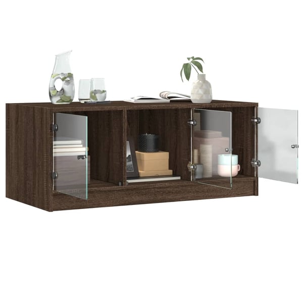vidaXL Salongbord med glassdører brun eik 102x50x42 cm