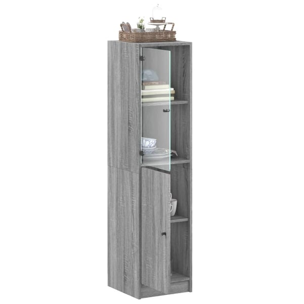 vidaXL Highboard med glassdører grå sonoma 35x37x142 cm
