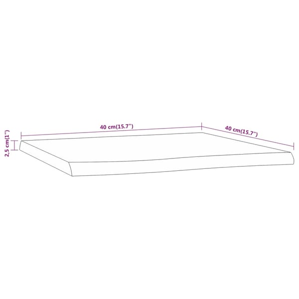 vidaXL Bordplate 40x40x2,5 cm rektangulær heltre akasie naturlig kant
