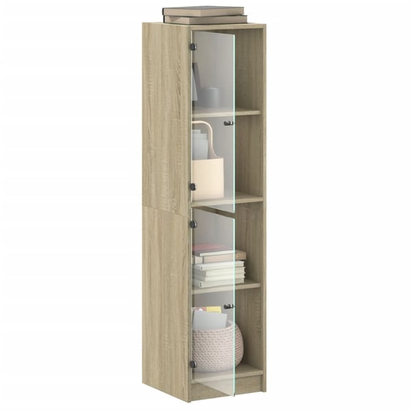 vidaXL Highboard med glassdører sonoma eik 35x37x142 cm