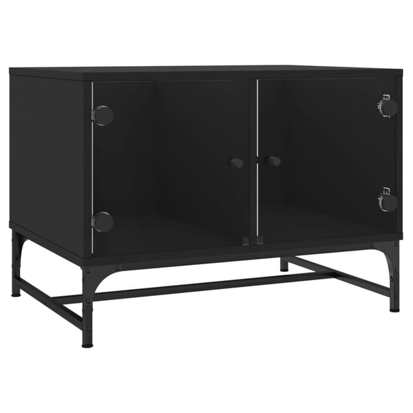 vidaXL Salongbord med glassdører svart 68,5x50x50 cm