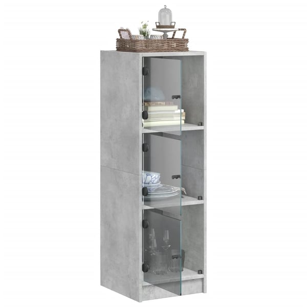 vidaXL Highboard med glassdører betonggrå 35x37x109 cm