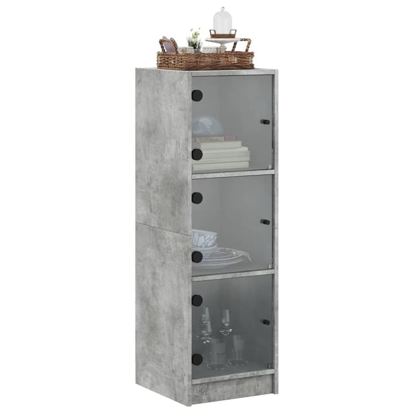 vidaXL Highboard med glassdører betonggrå 35x37x109 cm