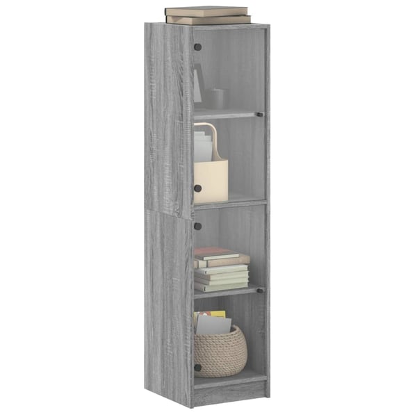 vidaXL Highboard med glassdører grå sonoma 35x37x142 cm