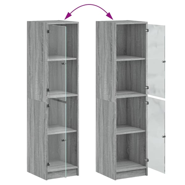 vidaXL Highboard med glassdører grå sonoma 35x37x142 cm