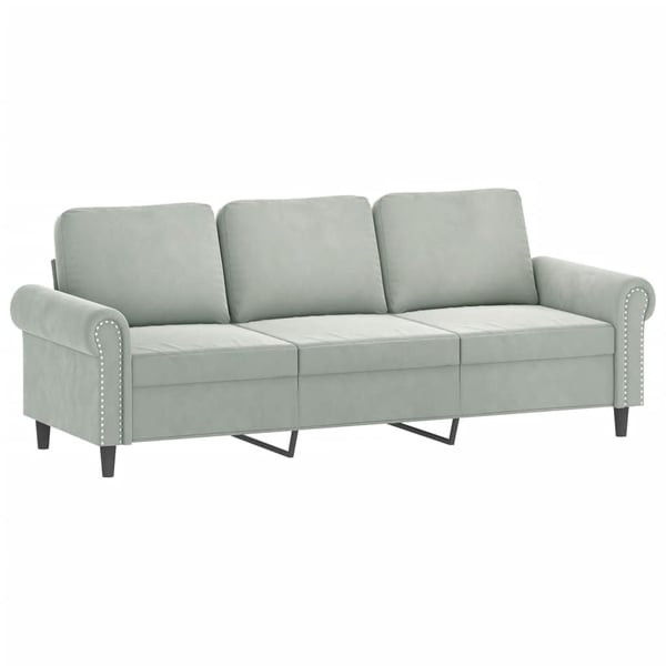 vidaXL 3-personers sofa med fodskammel 180 cm velour lysegrå