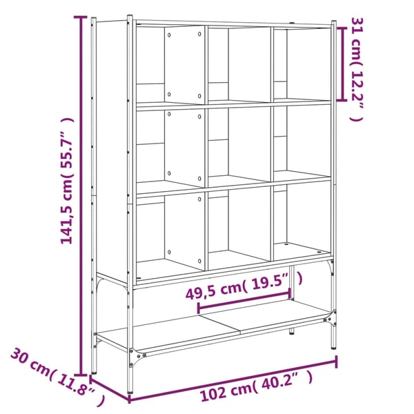 vidaXL Bokhylla sonoma-ek 102x30x141,5 cm konstruerat trä
