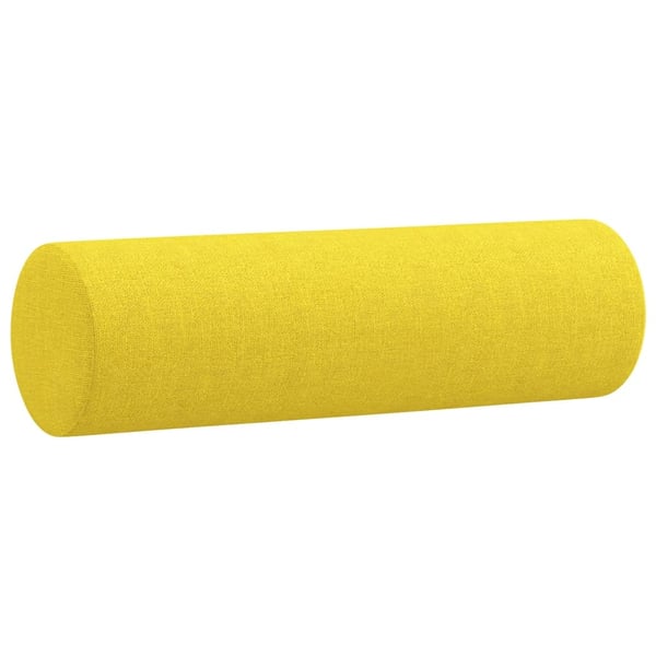 vidaXL 3-sitssoffa med prydnadskuddar ljusgul 180 cm tyg