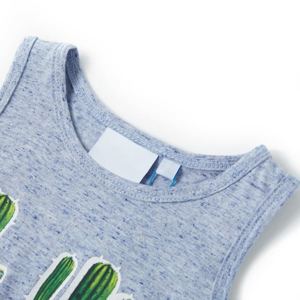 vidaXL Tanktop til børn str. 116 blåmeleret