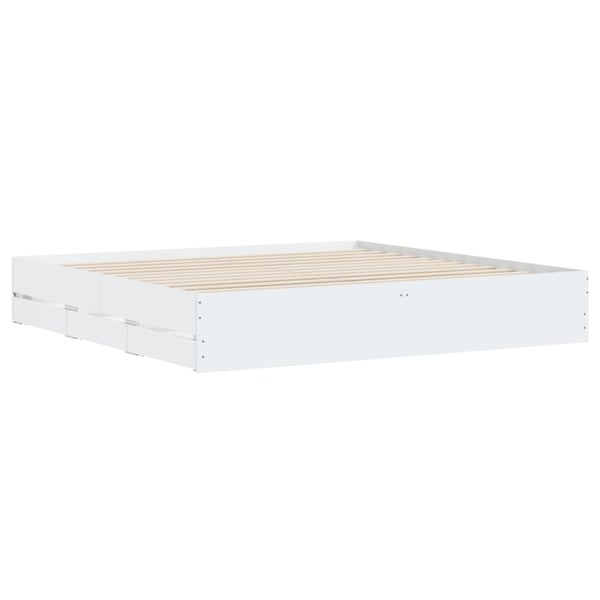vidaXL Sengeramme med skuffer hvit 180x200 cm konstruert tre