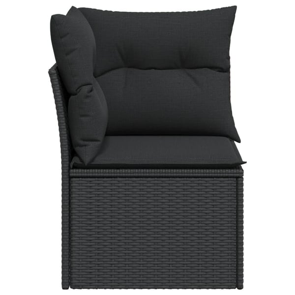 vidaXL hjørnemodul til havesofa med hynder polyrattan sort