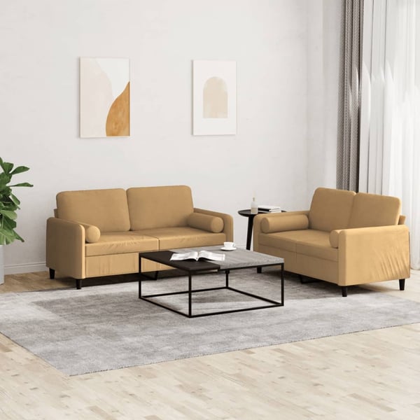 vidaXL sofasæt 2 dele med puder velour brun