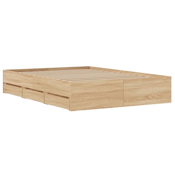 vidaXL Sengeramme med skuffer sonoma eik 120x200 cm konstruert tre