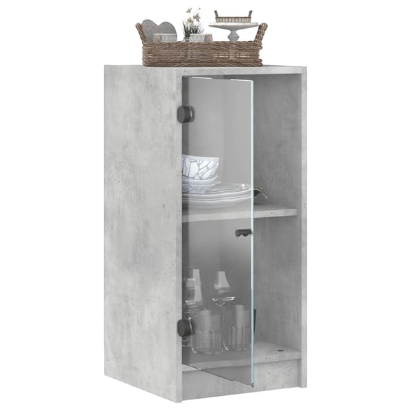 vidaXL Sideskap med glassdører betonggrå 35x37x75,5 cm