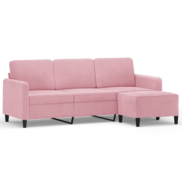 vidaXL 3-personers sofa med fodskammel 180 cm velour lyserød