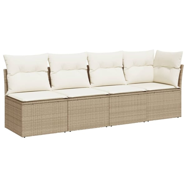 vidaXL 4-personers havesofa med hynder polyrattan beige