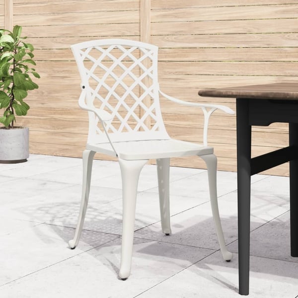 vidaXL Hagestoler 6 stk støpt aluminium hvit