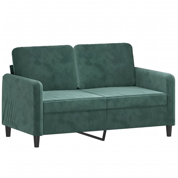 vidaXL 2-personers sofa med pyntepuder 120 cm velour mørkegrøn