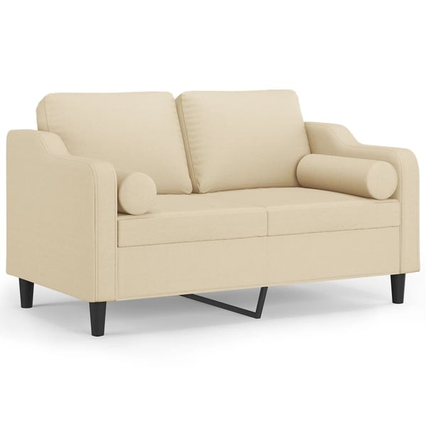 vidaXL 2-personers sofa med pyntepuder 120 cm stof cremefarvet