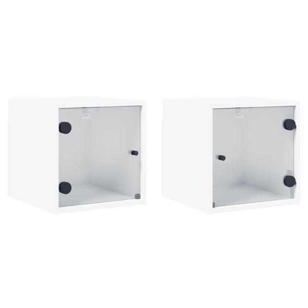 vidaXL Nattbord med glassdører 2 stk hvit 35x37x35 cm