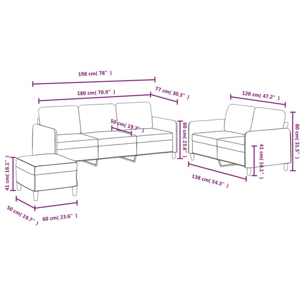 vidaXL sofasæt 3 dele velour mørkegrøn
