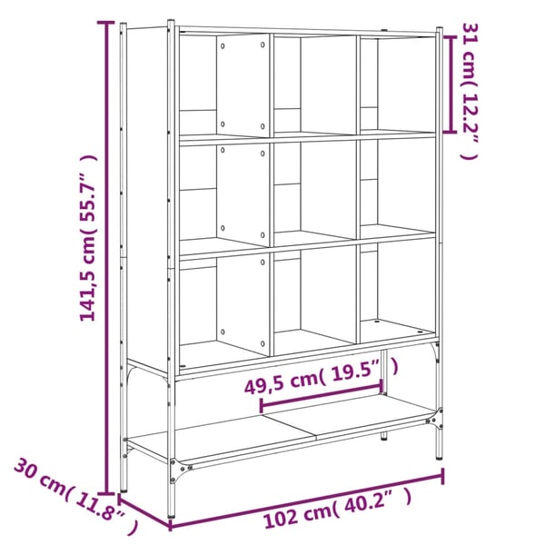vidaXL bogreol 102x30x141,5 cm konstrueret træ grå sonoma-eg