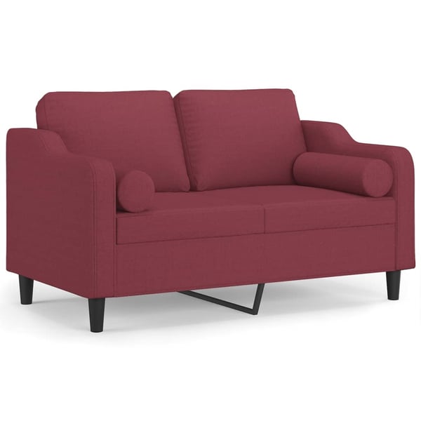 vidaXL 2-personers sofa med pyntepuder 120 cm stof vinrød