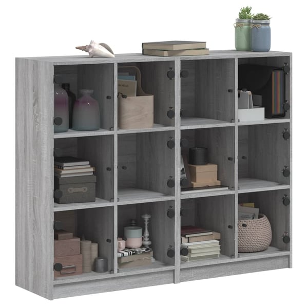 vidaXL bogreol med låger 136x37x109 cm konstrueret træ grå sonoma