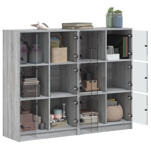 vidaXL bogreol med låger 136x37x109 cm konstrueret træ grå sonoma