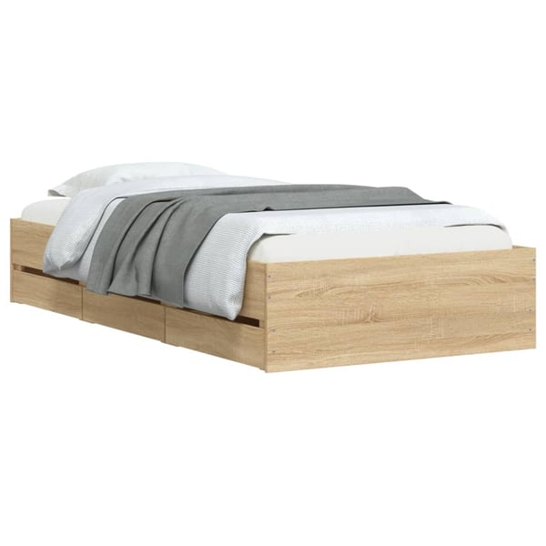 vidaXL Sengeramme med skuffer sonoma eik 100x200 cm konstruert tre