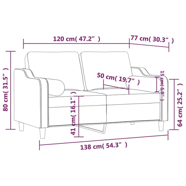 vidaXL 2-personers sofa med pyntepuder 120 cm stof gråbrun