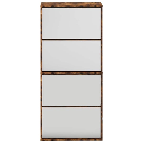 vidaXL Skoskap med speil 4 lag røkt eik 63x17x134 cm