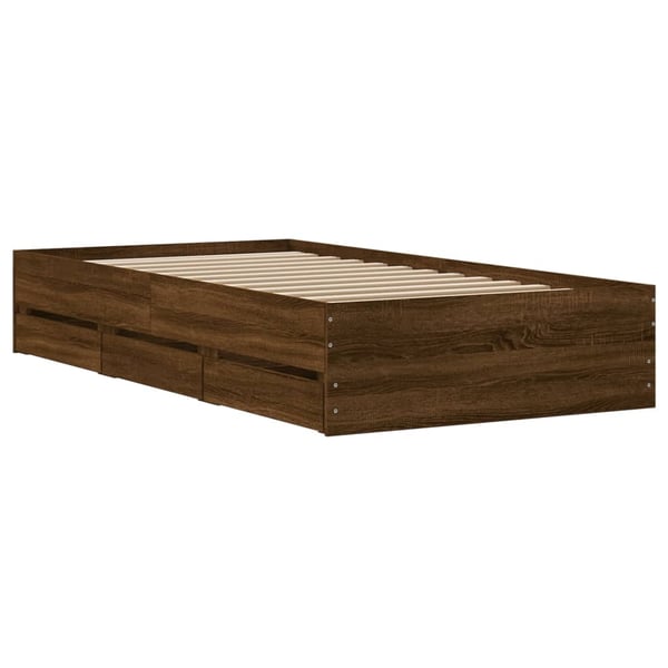vidaXL Sengeramme med skuffer brun eik 100x200 cm konstruert tre
