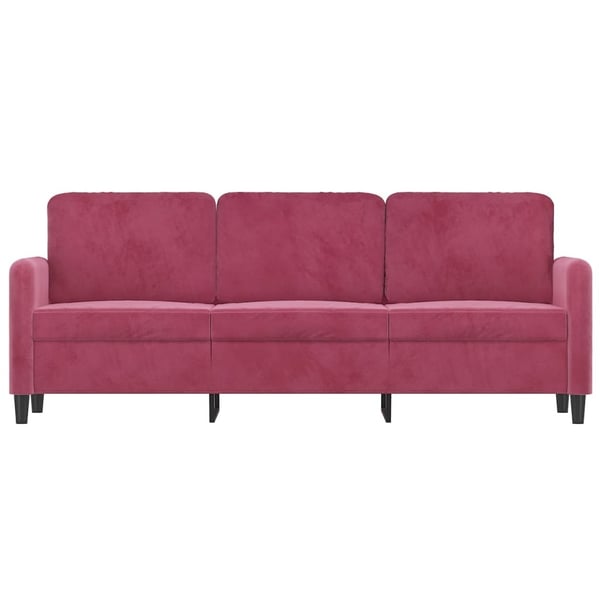 vidaXL 3-sitssoffa vinröd 180 cm sammet