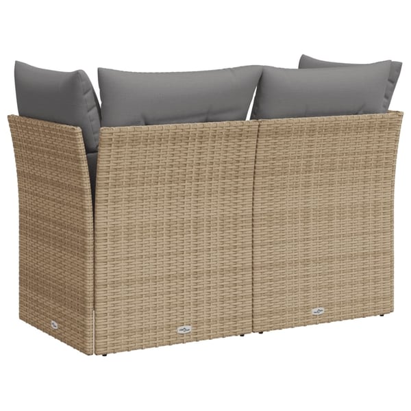 vidaXL 2-personers havesofa med hynder polyrattan beige