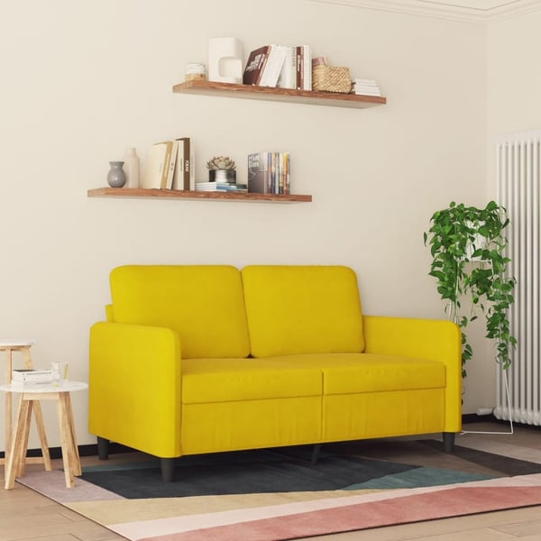 vidaXL 2-sitssoffa gul 120 cm sammet
