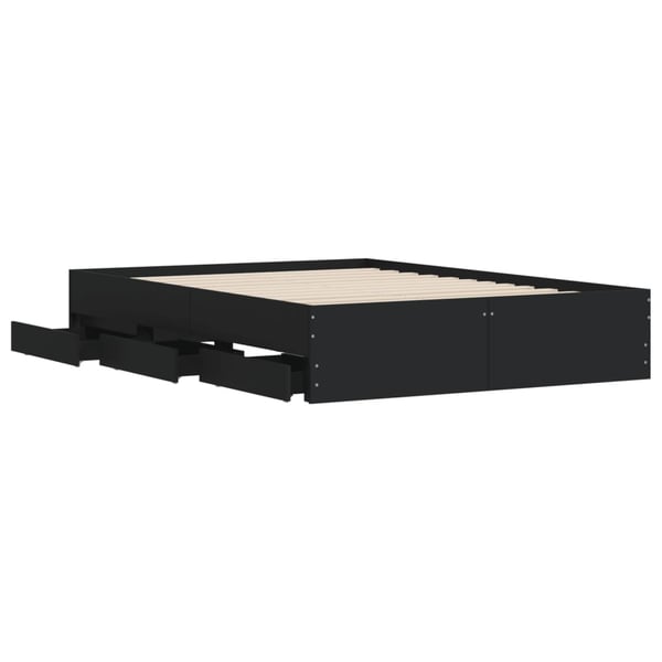 vidaXL Sengeramme med skuffer svart 120x190 cm konstruert tre