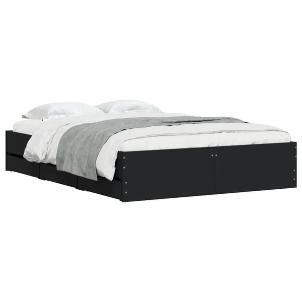 vidaXL Sengeramme med skuffer svart 120x190 cm konstruert tre