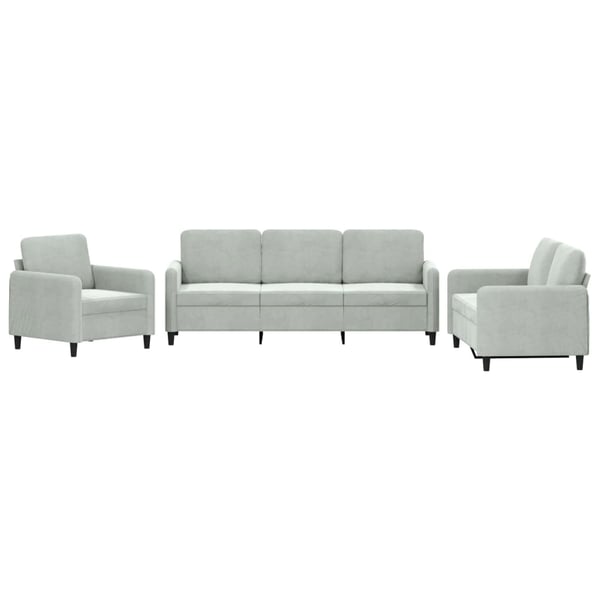 vidaXL sofasæt 3 dele velour lysegrå